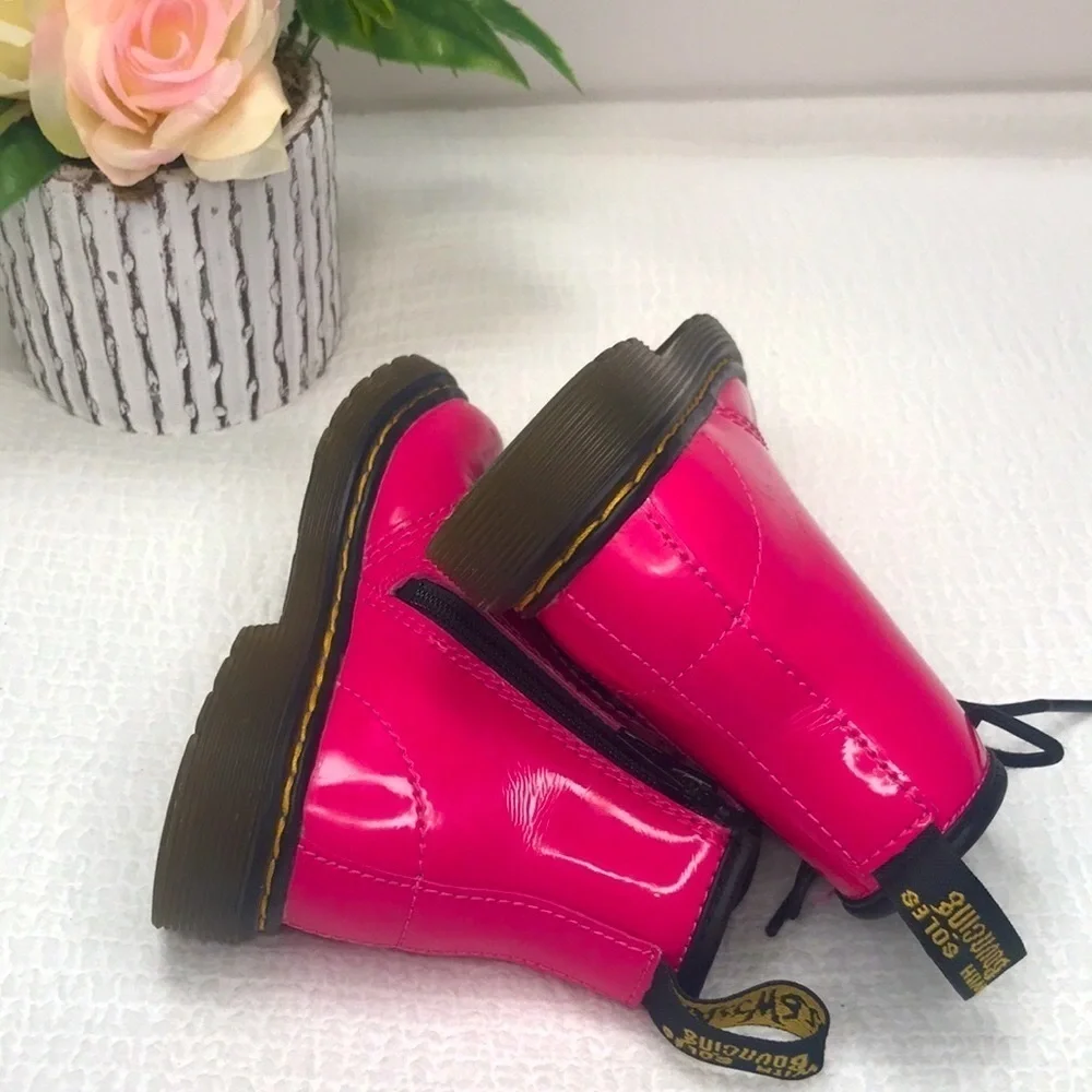 Dr. Martens AirWair Hot Pink Lace Up Boots Size 8 Childrens